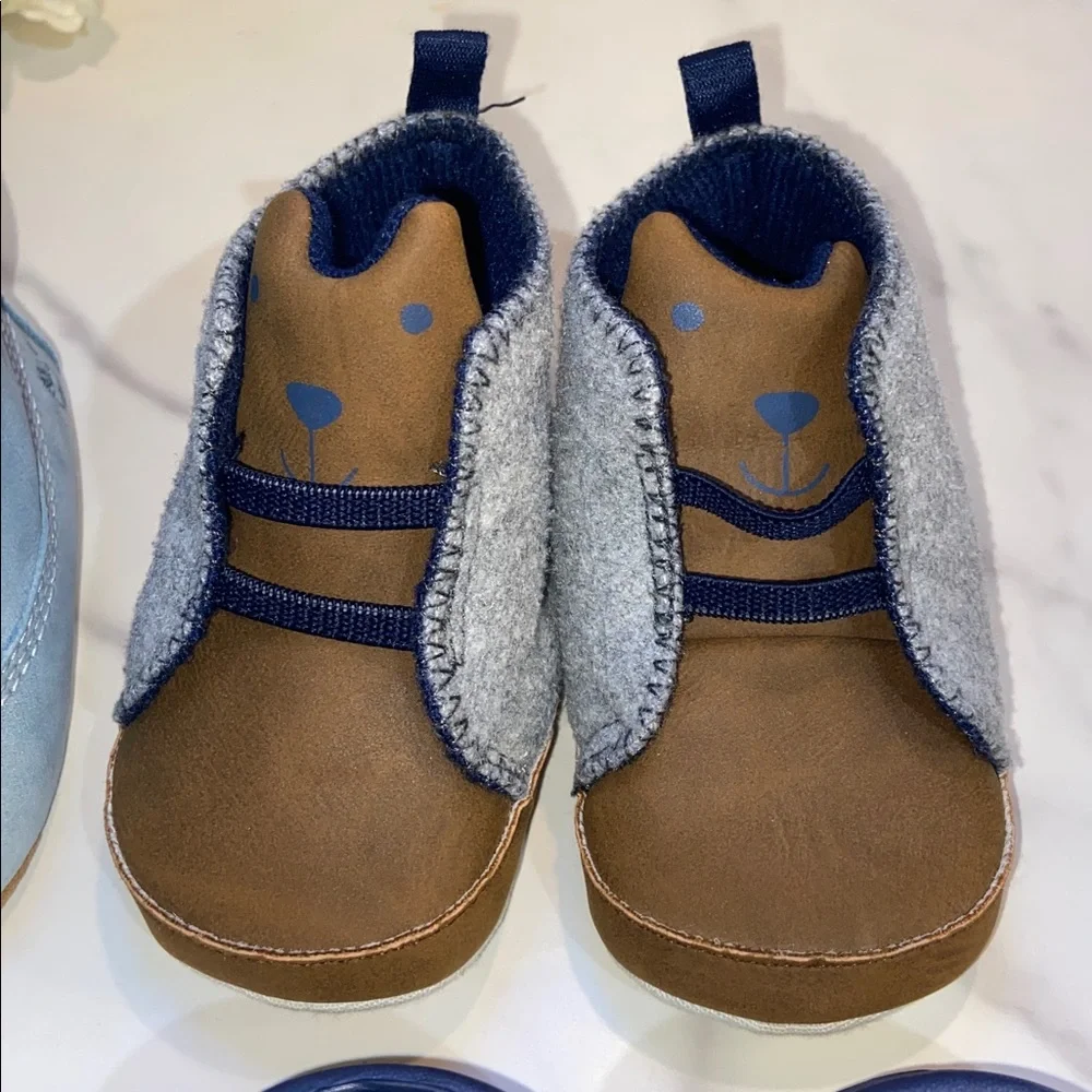 Baby Shoe Bundle Toms,Timberland and Carters- Blue, Brown, Black Sizes 2,3-6M,4T